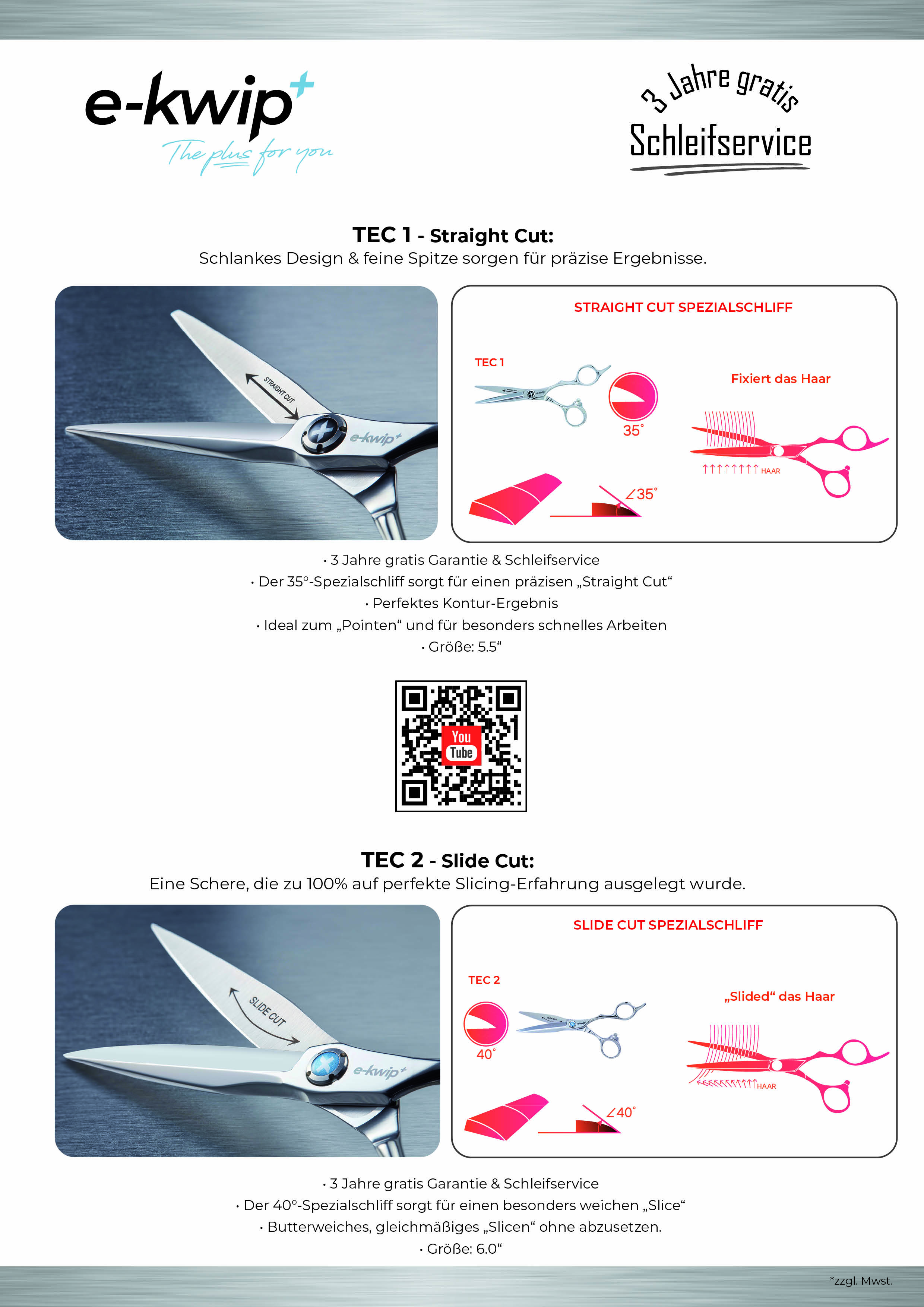 e-kwip+ TEC System (Straight cut 5,5'' + Slide cut 6,0'') 3jahre Garantie und Schleifservice