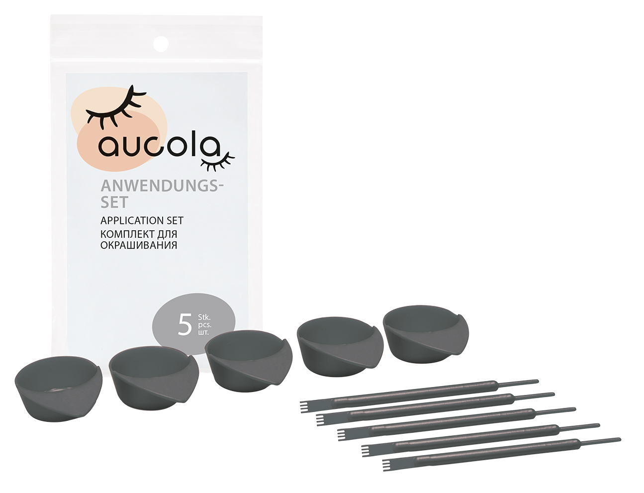 Das Aucola Anwendungsset enthält hochwertige Werkzeuge für präzises und einfaches Auftragen von Augenbrauen- & Wimpernfarbe.