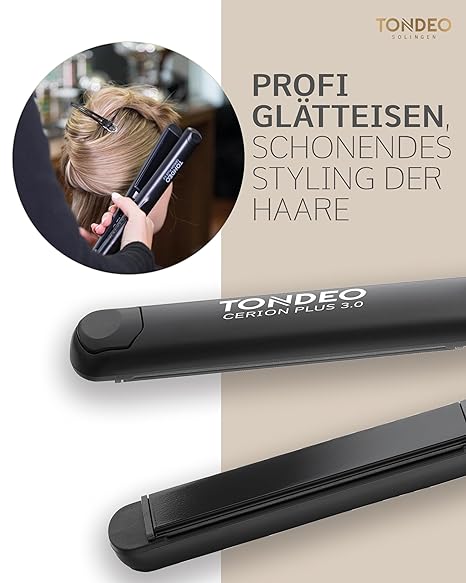 Tondeo Cerion Plus 3.0 Glätteisen: Professionelles Glätten und Locken für glänzendes, geschmeidiges Haar