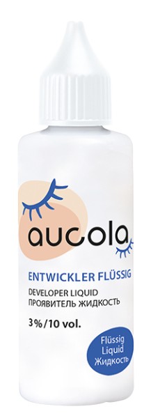 Die Aucola 3% Entwickler Flüssig unterstützt eine effektive Farbentwicklung und ein langanhaltendes Ergebnis für Augenbrauen- & Wimpernfarben.