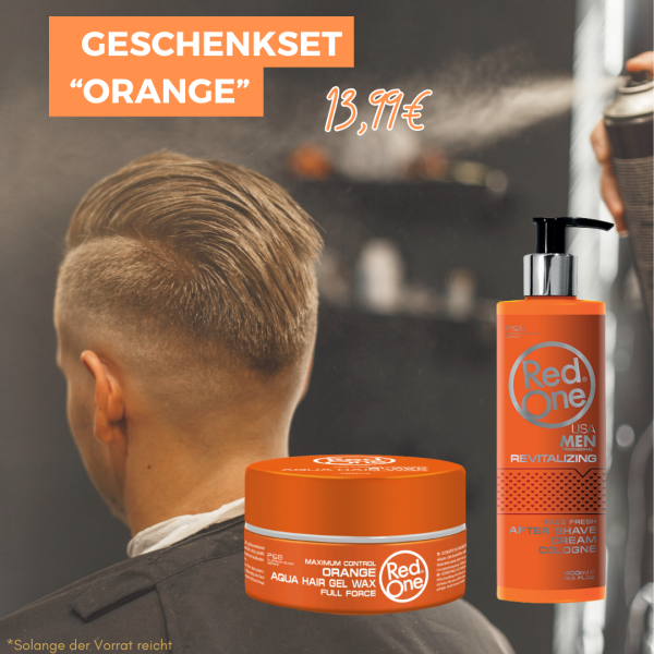 RedOne-wax-orange-After-Shave-günstiges-geschenkset-mann-Bart-Styling-Haarpflege