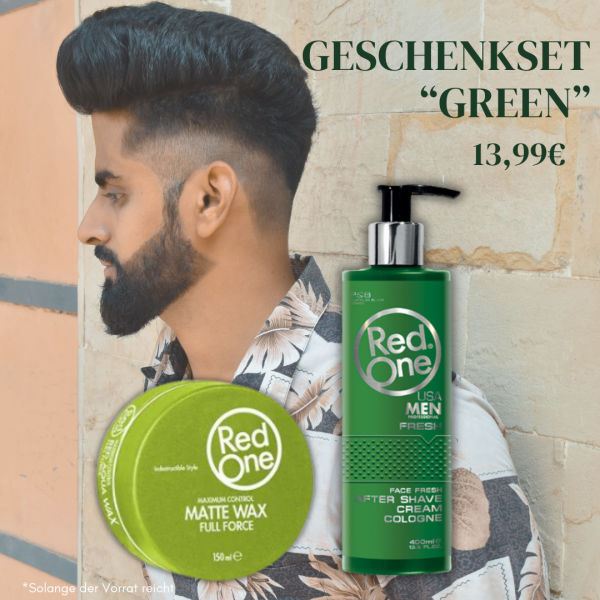 RedOne-wax-grün-After-Shave-günstiges-geschenkset-mann-Bart-Styling-Haarpflege