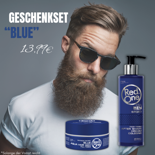 RedOne-wax-blue-After-Shave-günstiges-geschenkset-mann-Bart-Styling-Haarpflege